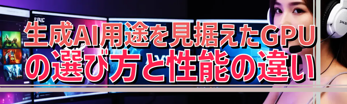 生成AI用途を見据えたGPUの選び方と性能の違い