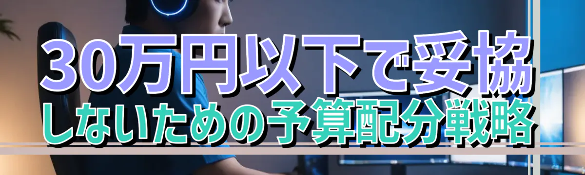 30万円以下で妥協しないための予算配分戦略